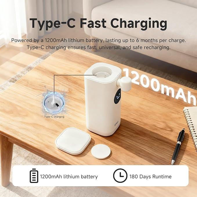Automatic Foaming Soap Dispenser, 350ml Touchless Smart Hand Soap Dispenser with LED Smile Timer, Type-C Rechargeable 180-Day Battery, IPX7 Waterproof, Wall Mounted for Bathroom & Kitchen (White) - ModernBath