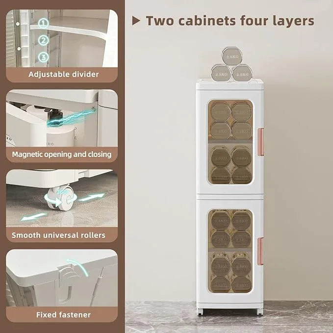 Narrow Cabinet With Doors and Shelves - Tall Skinny Bathroom Storage Kitchen Organizer With Adjustable Shelf - Toilet Paper Linen Closet 2 Layer (White) - ModernBath