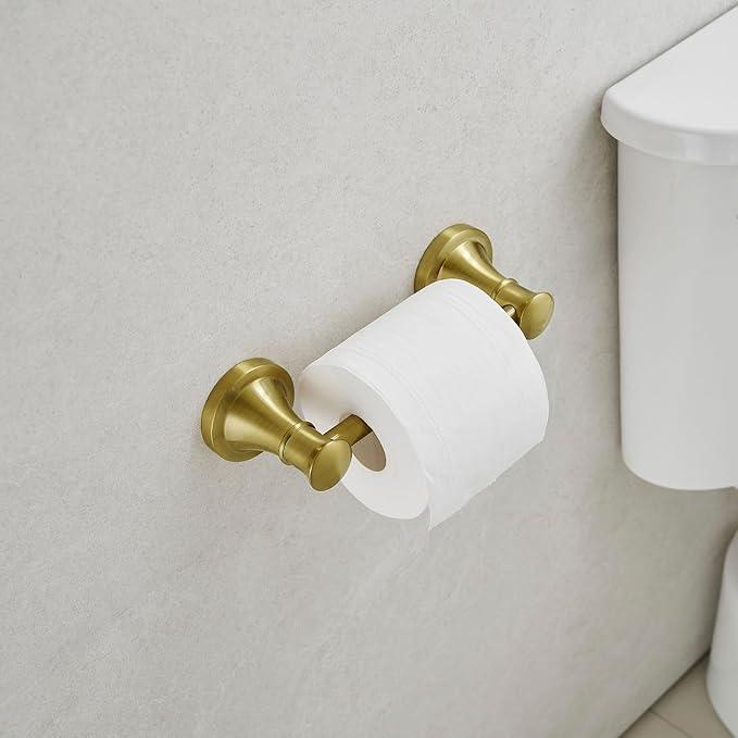 RUMOSE Toilet Paper Roll Holder Bathroom Flexible Pivoting Tissue Handle on Wall Mounted Brushed Gold Rustproof Toilet Tissue Roll Holder,Stainless Steel - ModernBath