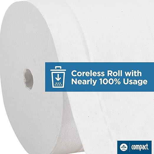 Angel Soft Professional Series Compact Premium Embossed Coreless 2-Ply High-Capacity Toilet Paper by GP PRO, White, 19371, 750 Sheets Per Roll, 36 Rolls Per Case - ModernBath