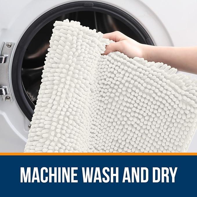 OLANLY Bathroom Rugs 30x20, Extra Soft Absorbent Chenille Bath Rugs, Rubber Backing Quick Dry, Machine Washable Bath Mats for Bathroom Floor, Tub and Shower, Home Decor Accessories, Ivory - ModernBath