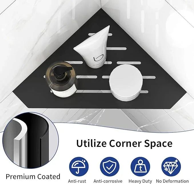 10" Recessed Corner Shower Shelf 2 Packs, Grout Mount Install ation with Soap Holder, Bathroom Cornor Organizer for Tiled Wall, Requires Sealant, Matte Black - ModernBath