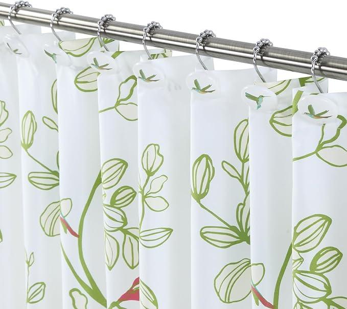 Flying Birds Shower Curtain Hooks, Rustproof Nature-Inspired Decorative Shower Hooks for Shower Curtain, 5-Roller Ring Balls Design Bathroom Shower Curtain Hooks, Set of 12 - ModernBath