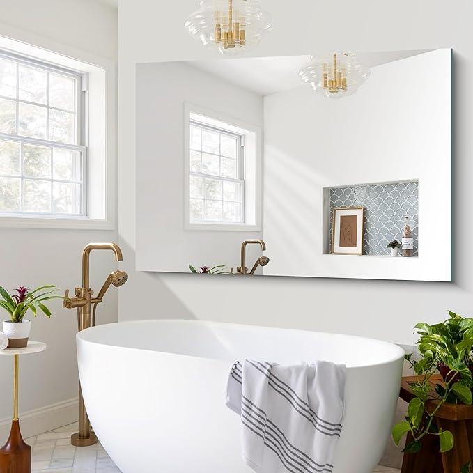 CILIBER Frameless Mirror, 60x40 Bathroom Mirrors for Wall, Upgraded Shatterproof Rectangle Vanity Mirror Over Sink with Polished Edge for Bathroom,Bedroom,Living Room and Entryway - ModernBath