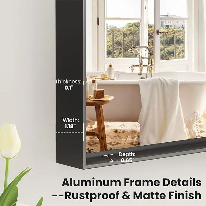 LOAAO Black Bathroom Mirror 55"X36" for Wall, Rectangle Bathroom Vanity Mirror, Tempered Glass, Hangs Vertically or Horizontally, Easy to Install, Modern Design - ModernBath
