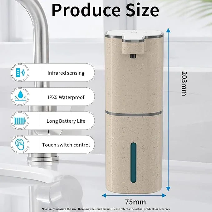Automatic Foaming Soap Dispenser, Touchless Hand Soap Dispenser, USB Rechargeable, 4 Adjustable Levels, 14.2 oz (420 ml) Large Capacity, for Bathroom, Kitchen & School (Light Khaki, Foaming) - ModernBath