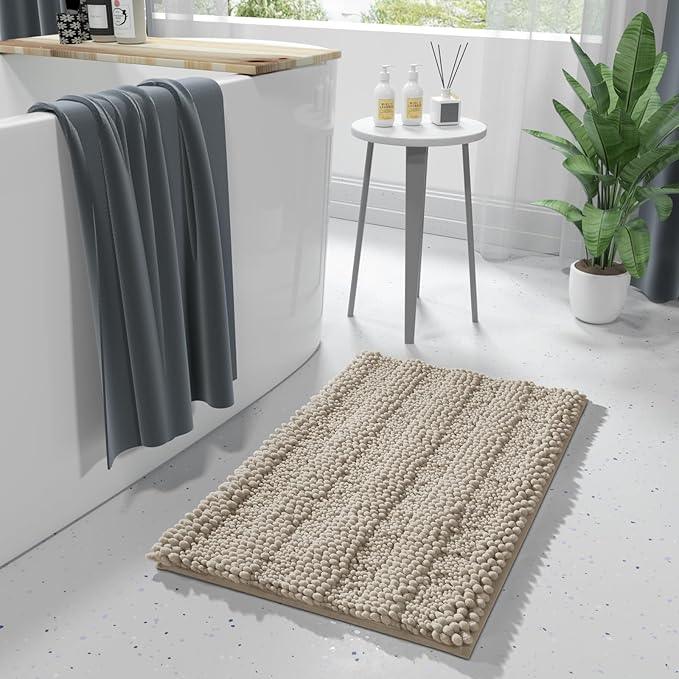 Yimobra Bathroom Rug Mat, Non Slip and Super Absorbent Bath Mat, Machine Washable Quick Dry, Ultra Plush Chenille Shower Rugs for Bathroom Floor Sink Tub and Shower Outside, Camel， 24 x 17 - ModernBath