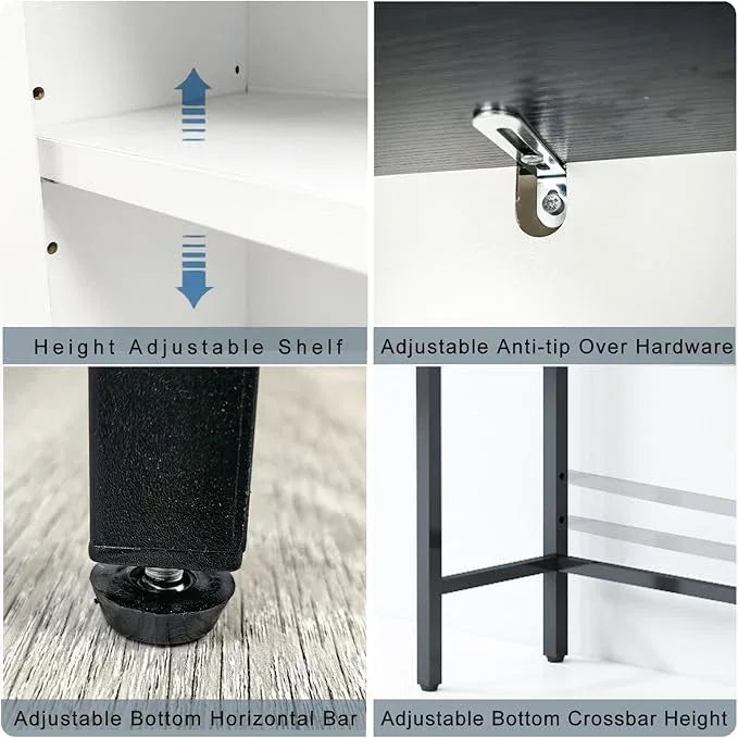 Over The Toilet Storage Cabinet, Bathroom Above Toilet Cabinet Organizer with Doors and Adjustable Shelves, Bathroom Shelf Organizer with Anti-Tip Device & Drain Rack, White - ModernBath