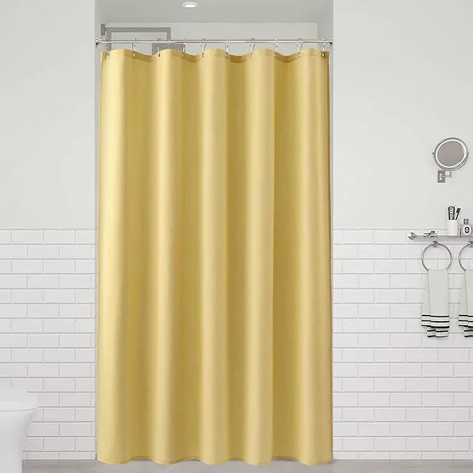 Naturoom Yellow 60 Inch Shower Curtain - Stall Narrow Half Linen Ultra Thick Fabric Shower Curtain Set with Hooks, Boho Farmhouse Rustic RV Camper Bath Curtains for Bathroom, 60x72 - ModernBath