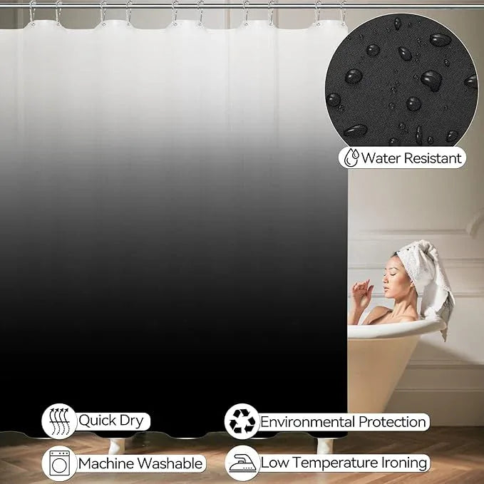 XLHOMO Bathroom Accessory Set–Bathroom Set with Shower Curtain and Rugs, No Slip Bathroom Rugs Super Absorbent, Black Ombre Water-Proof Shower Curtain with Hooks,Black Bathroom Sets Complete for Home - ModernBath