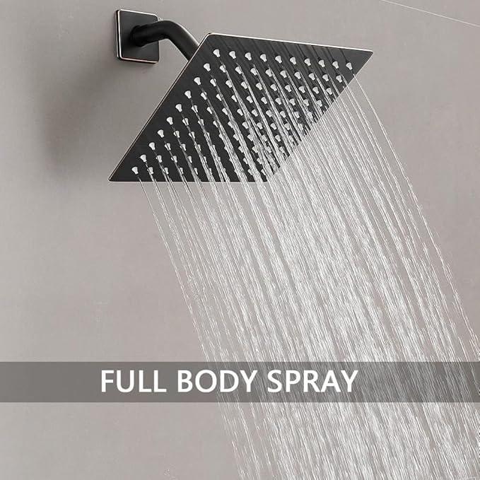 Heable Oil Rubbed Bronze Shower Faucet Set with Tub Spout Bathroom Rainfall 8 Inch Shower Head System with Handheld Single Handle Shower Trim Kit with Rough-in Valve - ModernBath