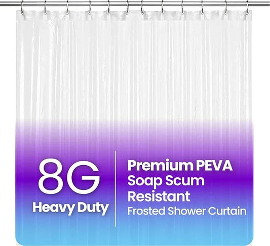 LiBa Waterproof Plastic Shower Curtain - Bathroom Shower Curtain Premium PEVA Non-Toxic with Rust Proof Grommets Frosted 8G Heavy Duty Bathroom Accessories 72x84 - Frosted - ModernBath
