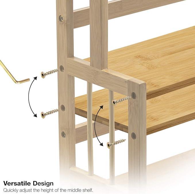 Sorbus Kitchen Countertop Organizer Bamboo Wooden Counter Storage Shelf Rack for Spice, Soap, Skin Care, Makeup Display Stand, Bathroom Shelves, Vanity, Office (3-Tier) - ModernBath