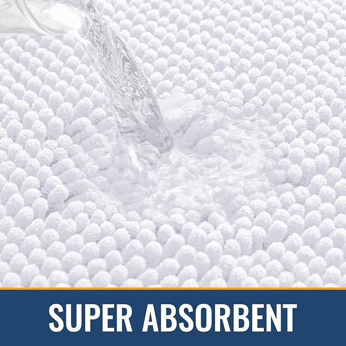 Arotive Bathroom Rugs 30x20, Extra Soft Absorbent Shaggy Chenille Bath Rugs, Machine Washable Rubber Backing Non-Slip Bath Mats for Bathroom Floor Tub and Shower, Home Decor Accessories, White - ModernBath