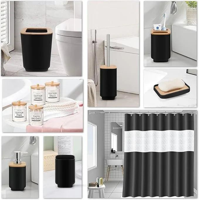IMAVO Bathroom Accessories Set,Black Bathroom Set,11 Pieces Bathroom Accessory Set,Trash Can for Bathroom Accessories Décor and Housewarming Gifts - ModernBath
