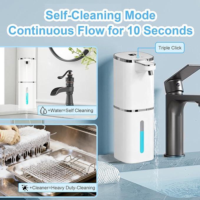 OHIFAST Automatic Liquid Soap Dispenser Touchless, USB Rechargeable Smart Hand Soap Dispenser, 9-Level Adjustable, Physical Button Operation, 13.5oz/400mL Wall Mounted for Bathroom Kitchen Dish Soap - ModernBath