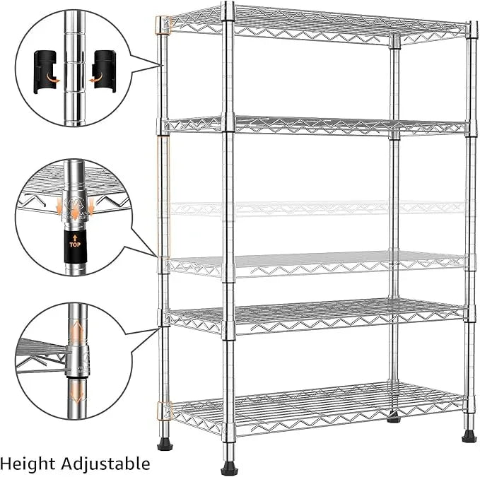 1000 lbs Storage Shelving 4-Tier Utility Shelving Unit Steel Organizer Wire Rack for Home,Kitchen,Office,Chrome (13.7" D x 23.6" W x 53.4" H) - ModernBath