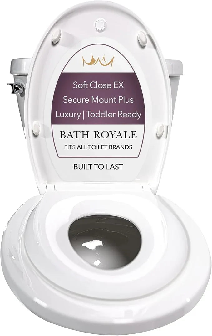 BATH ROYALE Potty Training Seat - Soft Close, Kingsport BR721-00, Elongated White, Adult & Child Combo - ModernBath