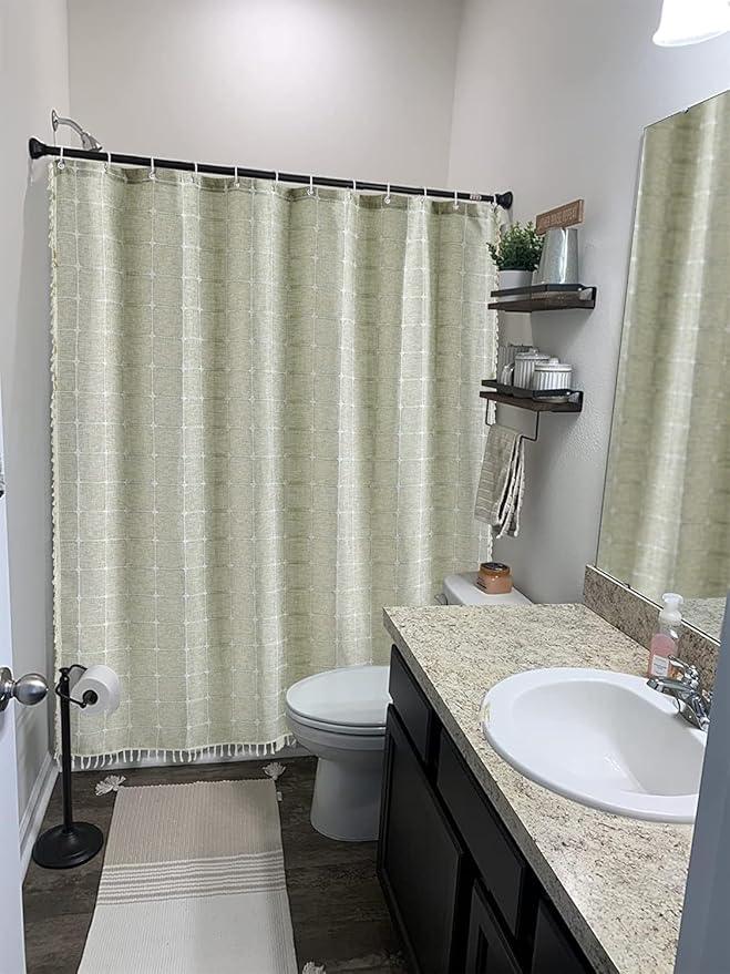 Aldopein Modern Farmhouse Shower Curtain, Vintage Tribal Geometry Fabric Shower Curtains Set Cottagecore Bathroom Decorations with Hooks - ModernBath