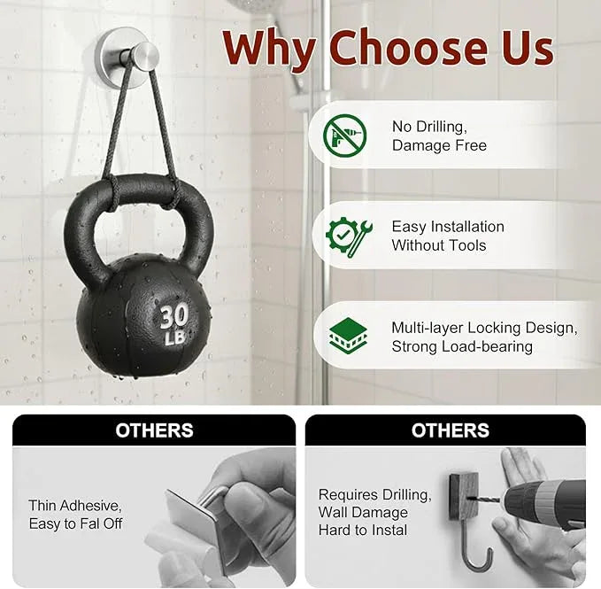 Upgraded Suction Cup Hooks for Door Wreaths, Heavy Duty Wreath Hangers for Front Door, Glass Window and Outdoor use, Strong Suction Vacuum Hook for Towels, Robes & Decorations(4 Pack, Silver) - ModernBath