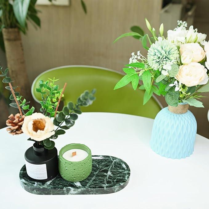 SWRONP Marble Tray for Kitchen Counter,Stone Tray for Bathroom Countertop,Dresser Vanity Decor Tray,Storage Trays for Perfumes,Candles,Jewelry (Dark Green) - ModernBath