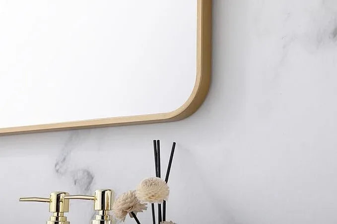 ARS Concepts Aura, Soft Corner Metal Rectangular Mirror 24X36 Inch in, Modern, Brass - ModernBath