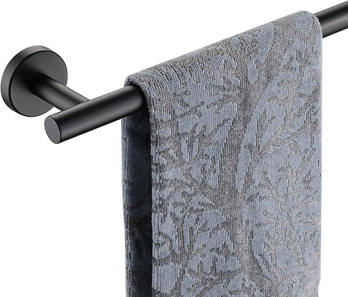 JQK Black Towel Bar, 20.5 Inch 304 Stainless Steel Thicken 0.8mm Towel Rack Bathroom, Towel Holder Matte Black Wall Mount, Useable Length 18 Inch, TB110L18-PB - ModernBath