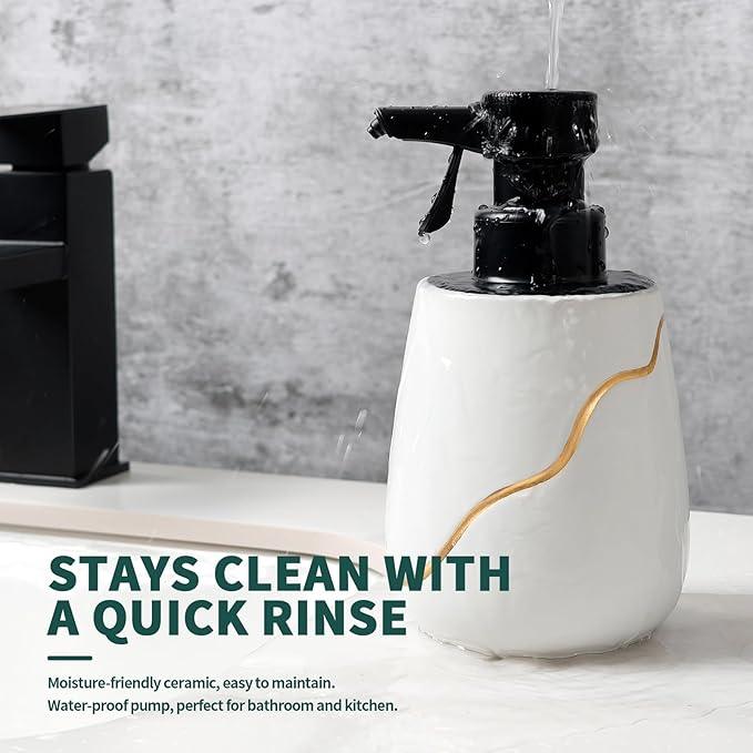 BosilunLife Automatic Soap Dispenser Bathroom - Liquid Hand Free Dispenser Battery Operated Smart Electric Lotion Soap Dispenser with Waterproof Pump Dish Soap Dispenser Ceramic White, 17oz - ModernBath