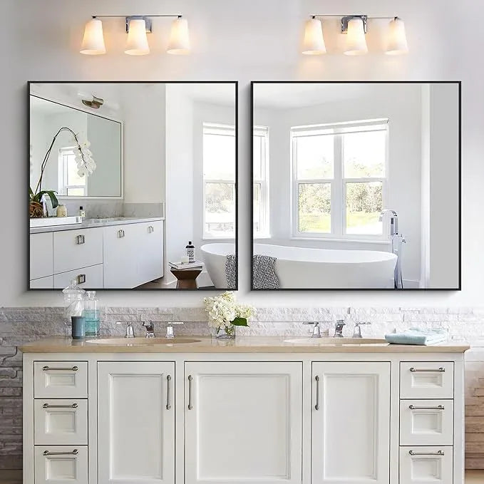 KOCUUY Black Bathroom Mirror, 36x36 Inch Square Mirror for Over Sink, Modern Decorative Wall Mirror for Bedroom Living Room Bathroom, Hang Horizontal/Vertical - ModernBath