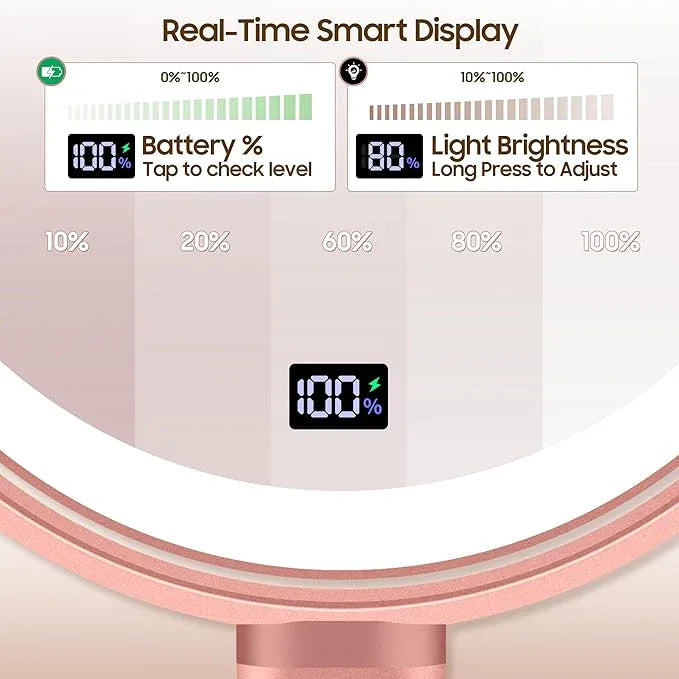 GOMIPURU Makeup Magnifying Mirror with Light 30X/1X, Digital Display, 2-Sided Touch Control, Makeup Mirror with 3 Color Lights,360° Rotate, Height Adjustable Lighted Magnifying Mirrors for Desk Travel - ModernBath