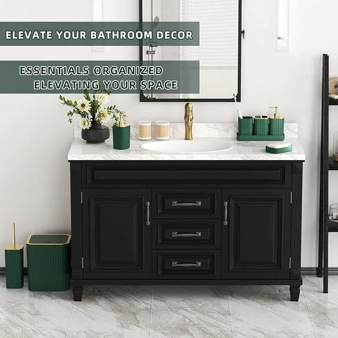 XLHOMO Bathroom Accessories Set - Gorgeous Green Bathroom Set, 10PC Green Bathroom Accessory Set, Bathroom Sets with Toilet Brush, Bathroom Trash Can - ModernBath