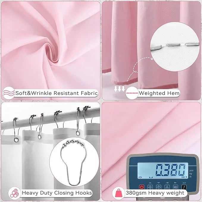 XLHOMO Bathroom Accessory Set–Bathroom Sets with Shower Curtain and Rugs, Non Slip Bathroom Rugs Super Absorbent, Pink Ombre Waterproof Shower Curtain with Hooks, Pink Bathroom Sets Complete for Home - ModernBath