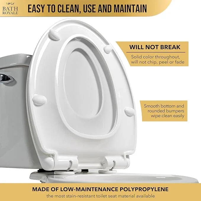 BATH ROYALE Potty Training Seat - Soft Close, Kingsport BR721-00, Elongated White, Adult & Child Combo - ModernBath
