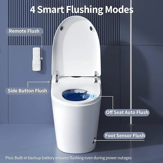 ZAOZUO Smart Toilet with Bidet Built-In, One Piece Toilet with Foot Sensor, Heated Bidet Seat, Dual Flush Remote, Electric Tankless Toilets with 4 Washing Modes, Child Mode, Self-Cleaning Nozzle - ModernBath