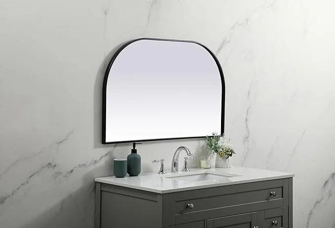 Illuminate, Metal Frame Arch Mirror 39X24 Inch in, Modern, Black - ModernBath