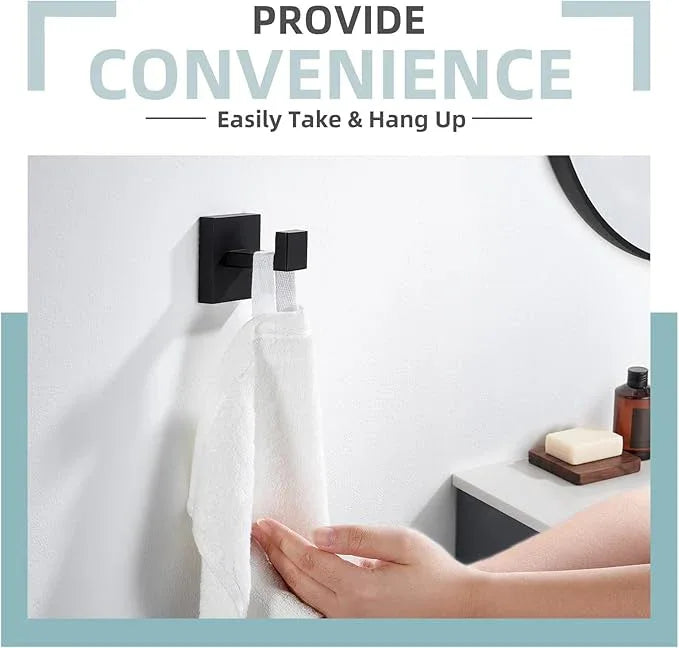 Angle Simple Towel Hook Matte Black, SUS 304 Stainless Steel Coat Robe Hook, Bathroom Hand Towel Hanger for Wall - ModernBath