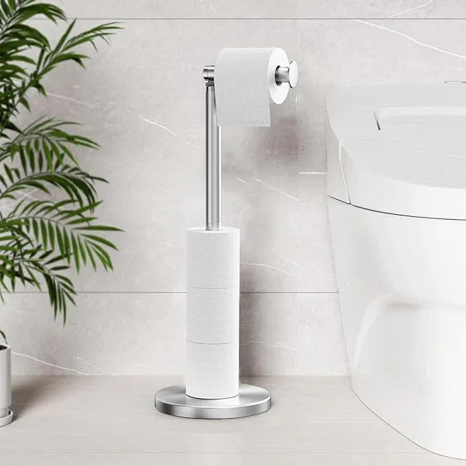 Cesun Toilet Paper Holder Stand Free Standing, Sliver Toilet Paper Storage with Heavy Weighted Base, Bathroom Stainless Steel Toilet Paper Roll Holder, Non-Slip, Sliver - ModernBath
