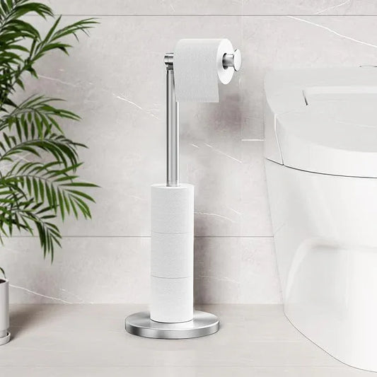 Cesun Toilet Paper Holder Stand Free Standing, Sliver Toilet Paper Storage with Heavy Weighted Base, Bathroom Stainless Steel Toilet Paper Roll Holder, Non-Slip, Sliver - ModernBath