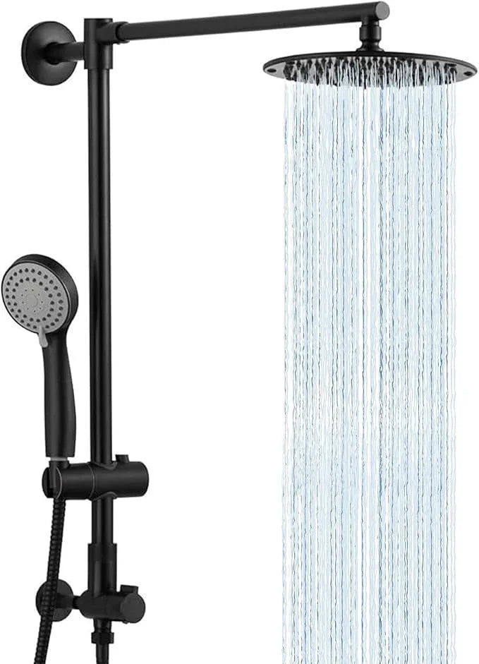Fennocasa Polaris 1 Rain Shower System, includes 8” Rainfall Shower Head, High Pressure Handheld Combo, 3-Setting Handheld Spray, Height Adjustable Spray Holder, 60” Hose (Oil Rubbed Bronze) - ModernBath