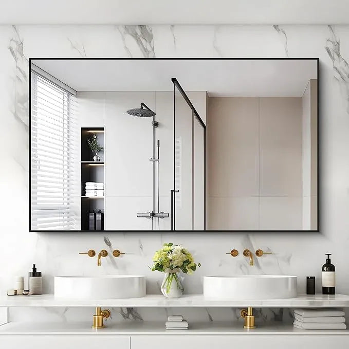 COFENY Black Bathroom Mirror for Wall, 30x50 Inch Rectangle Mirrors with Metal Frame, Modern Vanity Wall Mirror Decor for Bathroom Living Room, Entryway Hangs Horizontal or Vertical - ModernBath