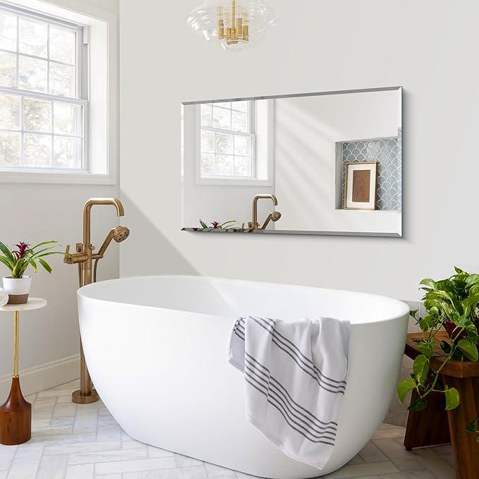 CILIBER Beveled Bathroom Mirror, 24x40 Large Frameless Mirrors for Over Sink, Upgraded Shatterproof Beveled Frameless Vanity Mirror for Bathroom,Bedroom,Living Room and Entryway - ModernBath