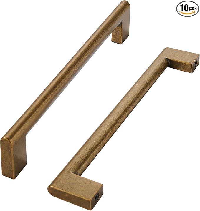 khtumeware 5 Inch Hole Center 10 Pack,Vintage Solid Antique Brass Cabinet Pulls Heavy Duty Kitchen Drawer Handle Antique Cabinet Hardware for Bathroom, Drawer, Cabinet - ModernBath