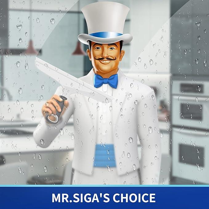 MR.SIGA Multi-Purpose Silicon Squeegee for Window, Glass, Shower Door, Car Windshield, Heavy Duty Window Scrubber, Includes Suction Hook, 10 inch, White & Black, 1 Pack - ModernBath