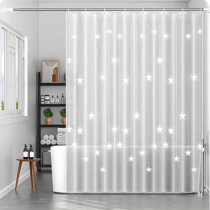 LQFMEHOT Peva Shower Curtain Liner,White Pentagram 5G Shower Liners with 12 Rustproof Metal Grommets and Weighted Magnets, Waterproof Duty Shower Curtains for Shower Bathroom 72 x 72 - ModernBath