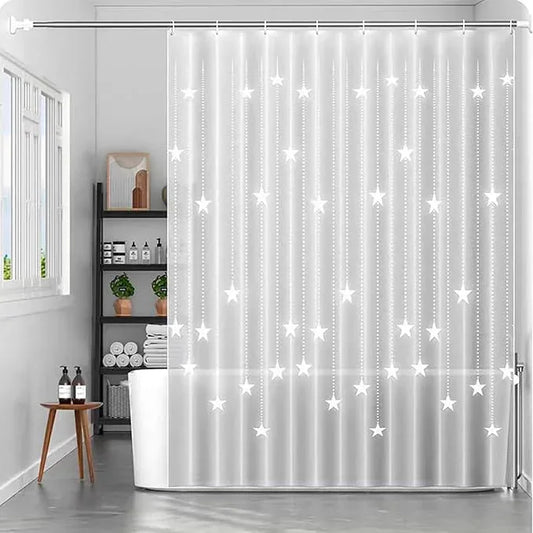 LQFMEHOT Peva Shower Curtain Liner,White Pentagram 5G Shower Liners with 12 Rustproof Metal Grommets and Weighted Magnets, Waterproof Duty Shower Curtains for Shower Bathroom 72 x 72 - ModernBath