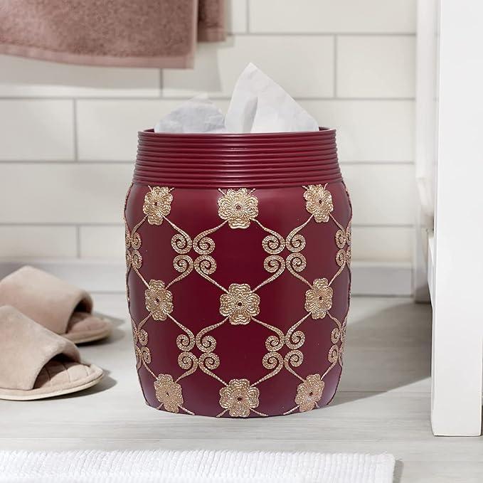 Zahari Home 2pc Elegant Rose Luxury Bathroom Accessories Set Modern Shower Basket & Tissue Box Classic Luxury Contemporary Decor Beautiful Unique Design Stylish Bathroom Accessories Set - ModernBath