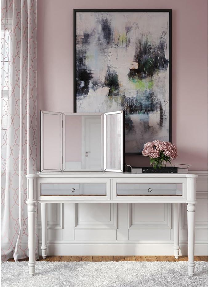 Howard Elliott Tripoli Trifold Vanity Mirror 3 Way TableTop Bedrooms, Bathroom, Makeup Portable Cosmetic & Makeup Mirror with Beveled Edges Tri-fold Mirror, 31 Inch x 21 Inch - ModernBath