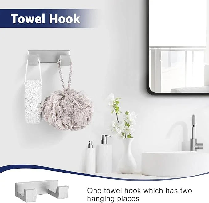 Brushed Nickel Bathroom Hardware Set, 4-Piece Bath Towel Bar Set SUS304 Stainless Steel Towel Rack Set for Bathroom, 23.6 inches Bathroom Towel Holder Set Wall Mounted - ModernBath
