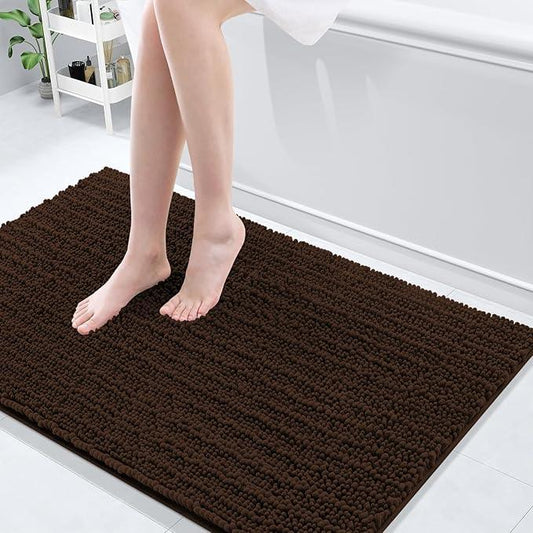 Arotive Luxury Chenille Bathroom Rug Mat, Extra Soft Thick Absorbent Shaggy Bath Rugs, Non-Slip Machine Wash Dry, Plush Bath Mats for Bathroom, Shower and Tub, 45x27, Brown - ModernBath