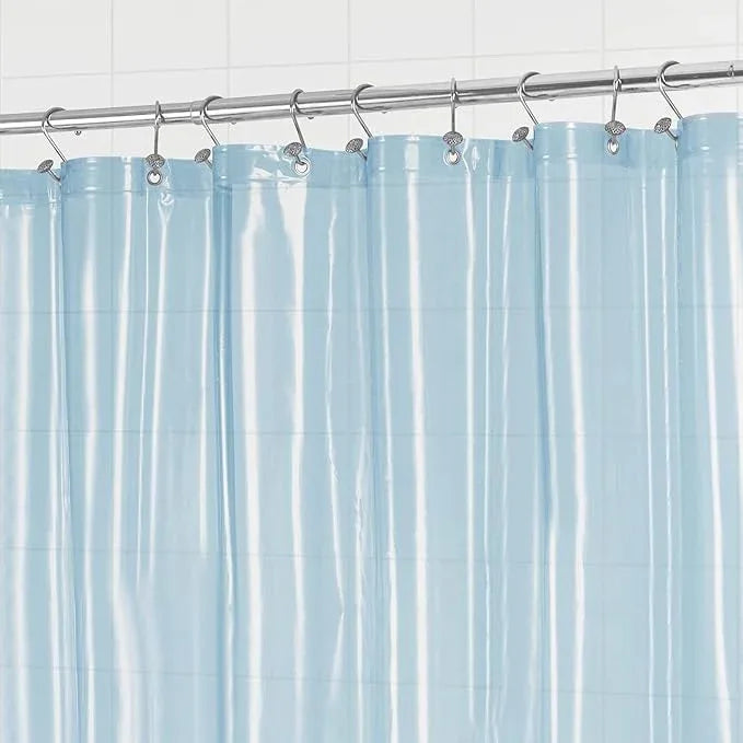 Barossa Design Clear Blue Long Shower Curtain Liner 78" Height - 3 Magnets & Waterproof Lightweight PEVA Shower Liner for Bath Tub, PVC Free, Metal Grommets, Clear Blue, 72x78 - ModernBath